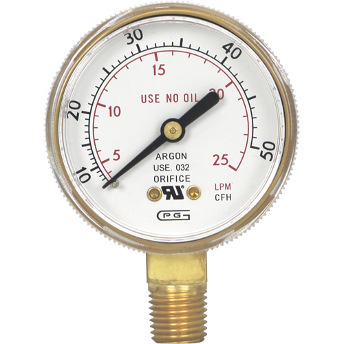 Pressure Gauges, 2" , 0-50 SCFH, Bottom Mount, Analogue Par Equipment