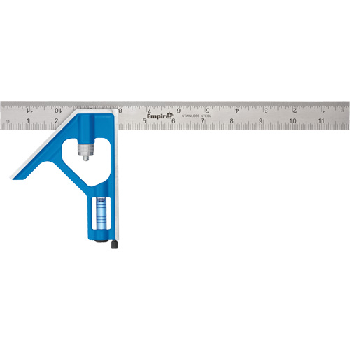 True Blue&reg; Combination Square, 12" L, 1/16" Graduations, Steel, Plain Par Equipment