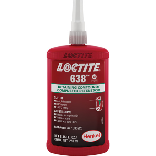Compos&eacute; de retenue Loctite 638, 250 ml, Bouteille, Vert Par Equipment