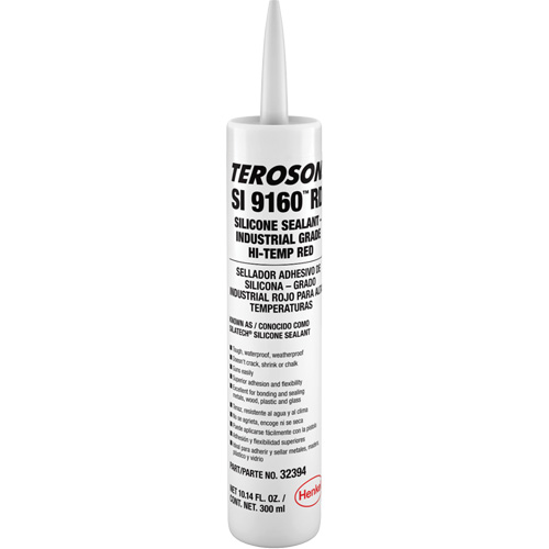 Teroson&reg; SI 9160 High Temperature Silicone Sealant, Cartridge, Red Par Equipment