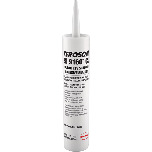 Teroson&reg; SI 9160 Silicone Sealant, Cartridge, Clear Par Equipment