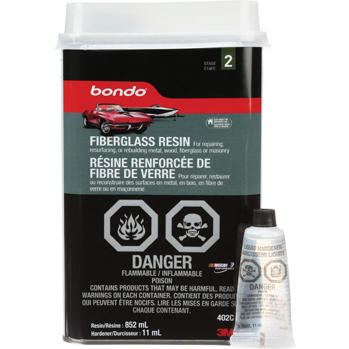 R&eacute;sine de fibre de verre Bondo, Deux composants, 852 ml, Bouteille, Blanc cass&eacute; Par Equipment