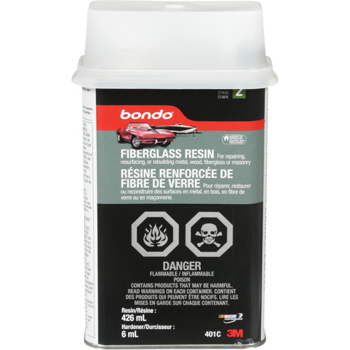R&eacute;sine de fibre de verre Bondo, Deux composants, 15 oz, Bidon rectangulaire Par Equipment