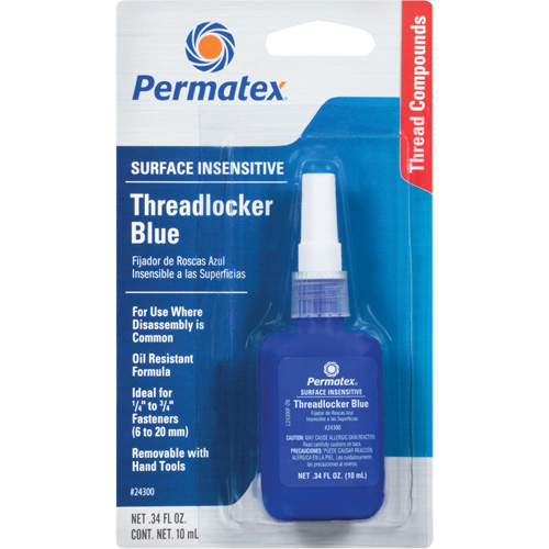 Surface Insensitive Threadlocker, Blue, High, 10 ml, Bottle Par Equipment