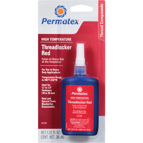 High Temperature Threadlocker, Red, High, 36 ml, Bottle Par Equipment