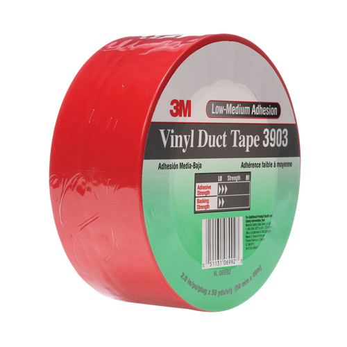 3903 Vinyl Duct Tape, 48 mm (2") W x 46 m (151') L, 6.5 mils, Red Par Equipment