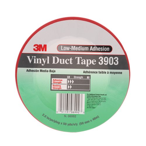 3903 Vinyl Duct Tape, 48 mm (2") W x 46 m (151') L, 6.5 mils, Red Par Equipment