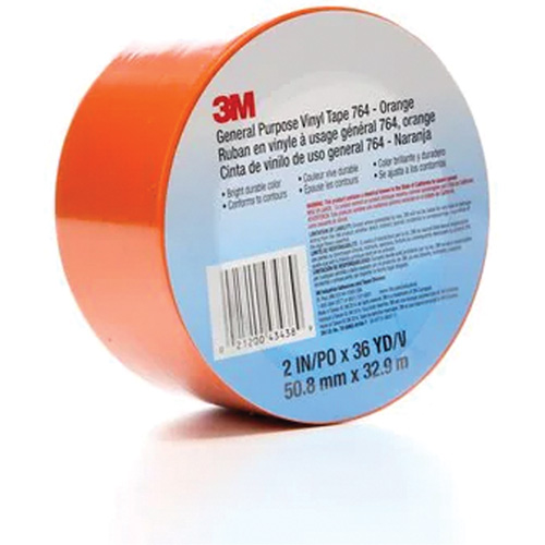 764 General-Purpose Vinyl Tape, 50.8 mm (2") W x 32.9 m (108') L, 5 mils, Orange Par Equipment