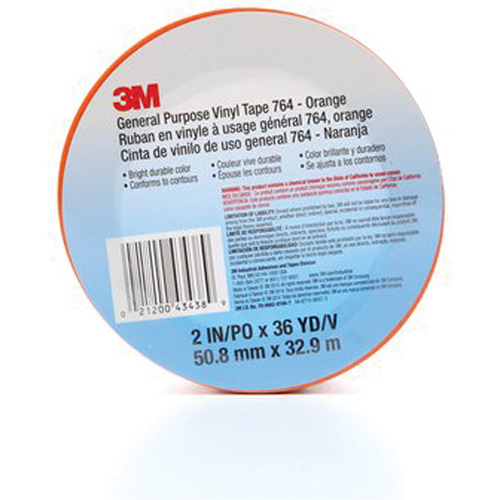 764 General-Purpose Vinyl Tape, 50.8 mm (2") W x 32.9 m (108') L, 5 mils, Orange Par Equipment