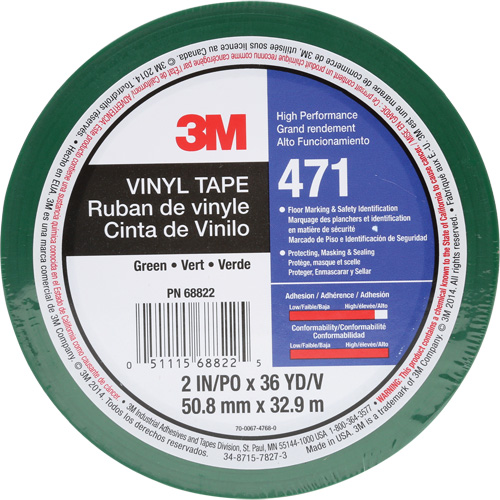Ruban en vinyle 471, 50,8 mm (2") la x 32,9 m (108') lo, 5,2 mils, Vert Par Equipment
