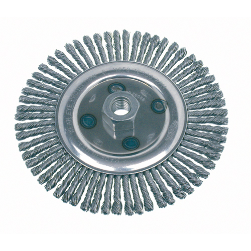 Brosse rotative &agrave; fils nou&eacute;s, pour passe de fond, Dia. 4-7/8", Fils 0,02", Arbre 5/8"-11, Acier Par Equipment