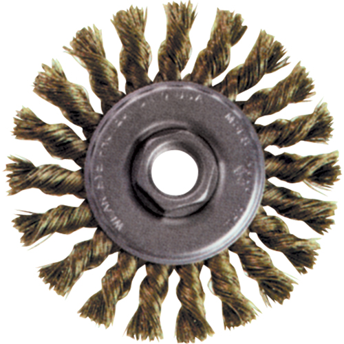 High Speed Small Grinder Knot Wire Wheel Brush, 4" Dia., 0.02" Fill, 5/8"-11 Arbor, Stainless Steel Par Equipment
