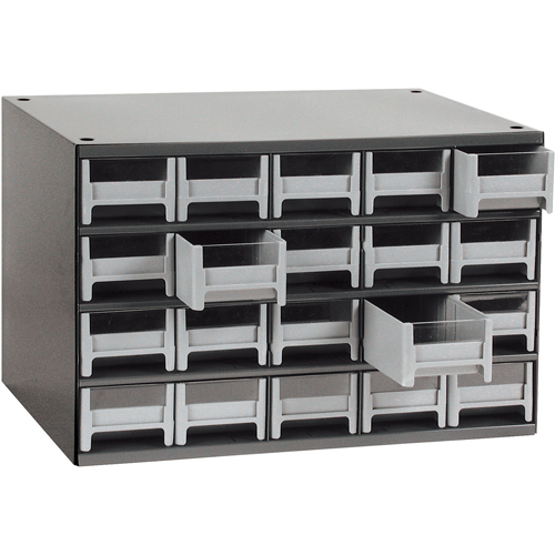 Modular Parts Cabinets, Steel, 20 Drawers, 17" x 10-9/16" x 2-1/16", Grey Par Equipment