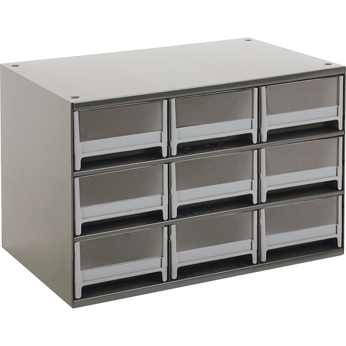 Modular Parts Cabinets, Steel, 9 Drawers, 17" x 10-9/16" x 3-1/16", Grey Par Equipment