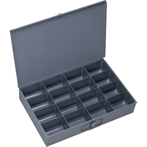 Boîtes &agrave; fond courb&eacute;, Acier, 16 compartiments, 18" la x 12" p, 3" h, Gris Par Equipment