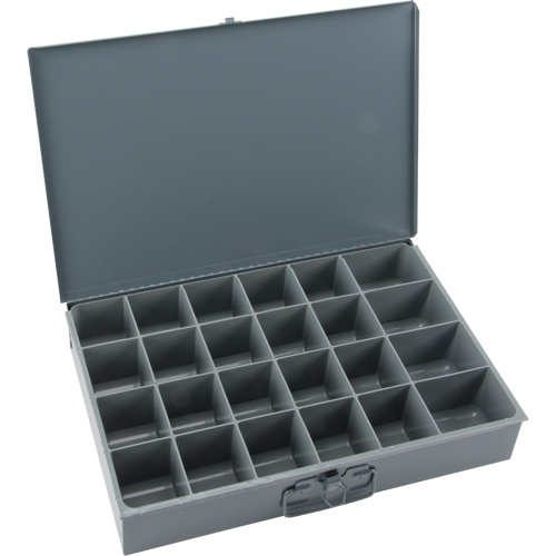 Boîtes &agrave; fond courb&eacute;, Acier, 24 compartiments, 18" la x 12" p, 3" h, Gris Par Equipment