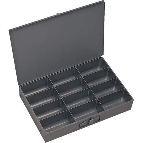 Compartment Scoop Boxes, Steel, 12 Slots, 13 3/8" W x 9-1/4" D x 2" H, Grey Par Equipment