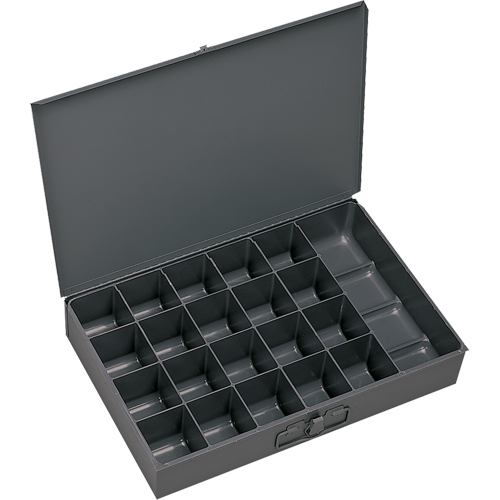 Compartment Scoop Boxes, Steel, 21 Slots, 13-3/8" W x 9-1/4" D x 2" H, Grey Par Equipment