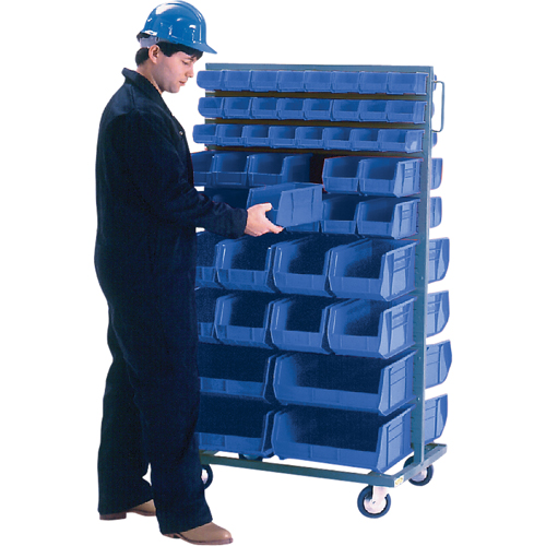 Support mobile deux c&ocirc;t&eacute;s pour bacs, &agrave; deux c&ocirc;t&eacute;s, 96 bacs, 36" la x 24" p x 63" h Par Equipment