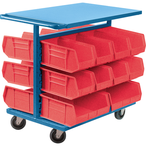 Bin Cart with Bins, Double-sided, 20 bins, 24" W x 38-1/2" D x 36-1/2" H Par Equipment