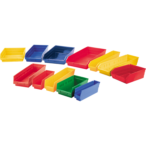 Bacs de rangement pour tablettes, 11-1/8" la x 4" H x 11-5/8" p, Jaune, Capacit&eacute; 30 lb Par Equipment