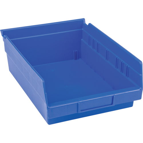 Plastic Shelf Bins, 8-3/8" W x 4" H x 11-5/8" D, Blue, 15 lbs. Capacity Par Equipment