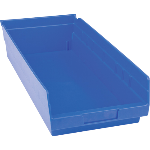 Plastic Shelf Bins, 8-3/8" W x 4" H x 17-7/8" D, Blue, 20 lbs. Capacity Par Equipment