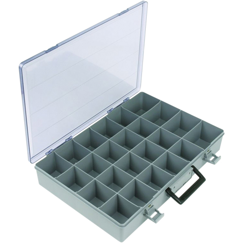 Boîte &agrave; compartiments, Plastique, 24 compartiments, 15-1/2" la x 11-3/4" p, 2-1/2" h, Gris Par Equipment