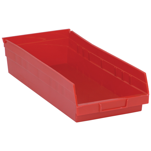 Shelf Bins, 8-3/8" W x 4" H x 17-7/8" D, Red, 40 lbs. Capacity Par Equipment