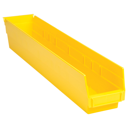 Bacs de rangement pour tablettes, 4-1/8" la x 4" H x 23-5/8" p, Jaune, Capacit&eacute; 50 lb Par Equipment