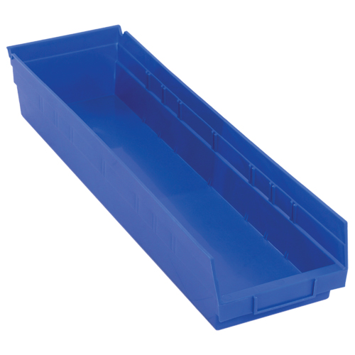 Bacs de rangement pour tablettes, 6-5/8" la x 4" H x 23-5/8" p, Bleu, Capacit&eacute; 50 lb Par Equipment