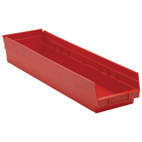 Bacs de rangement pour tablettes, 6-5/8" la x 4" H x 23-5/8" p, Rouge, Capacit&eacute; 50 lb Par Equipment