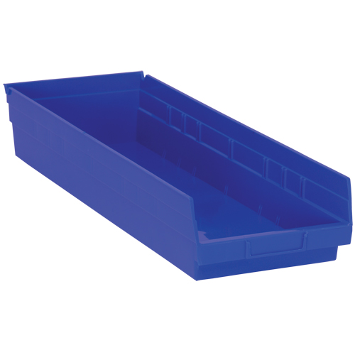 Bacs de rangement pour tablettes, 8-3/8" la x 4" H x 23-5/8" p, Bleu, Capacit&eacute; 50 lb Par Equipment
