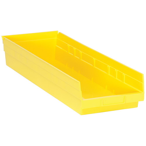 Shelf Bins, 8-3/8" W x 4" H x 23-5/8" D, Yellow, 50 lbs. Capacity Par Equipment