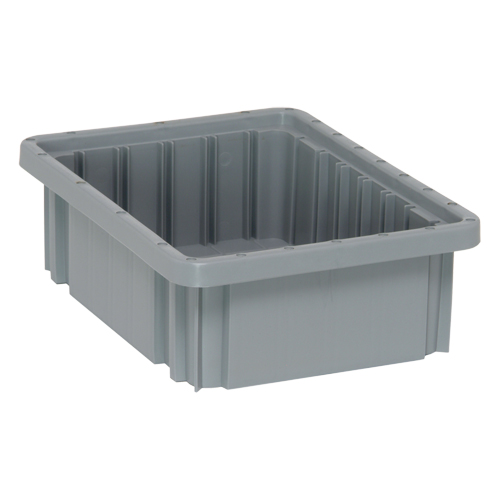 Divider Box&reg; Containers, Plastic, 10.9" W x 8.3" D x 3.5" H, Grey Par Equipment