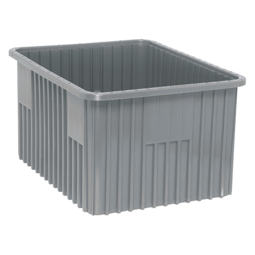 Contenants Divider Box, Plastique, 22,5" la x 17,5" p x 12" h, Gris Par Equipment
