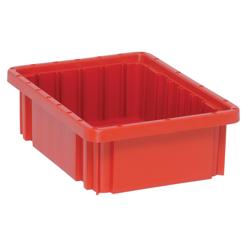 Divider Box&reg; Containers, Plastic, 10.9" W x 8.3" D x 3.5" H, Red Par Equipment