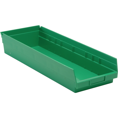 Shelf Bins, 8-3/8" W x 4" H x 23-5/8" D, Green, 50 lbs. Capacity Par Equipment