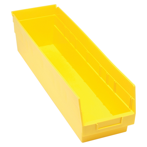 Bacs en plastique pour &eacute;tag&egrave;res Store More, 6-5/8" la x 6" H x 23-5/8" p, Jaune, Capacit&eacute; 90 lb Par Equipment