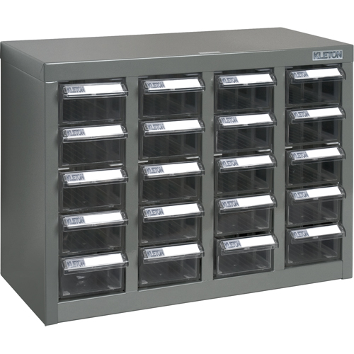 KPC-600 Parts Cabinet, Steel, 20 Drawers, 18-1/3" x 8-2/3" x 13-3/4", Grey Par Equipment
