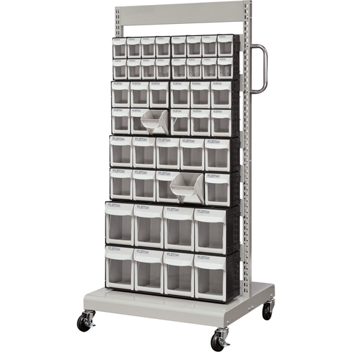Servante mobile de bacs &agrave; plateaux inclinables, &agrave; un c&ocirc;t&eacute;, 46 bacs, 26-1/4" la x 22" p x 57-1/2" h Par Equipment