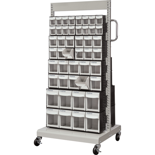Servante mobile de bacs &agrave; plateaux inclinables, &agrave; deux c&ocirc;t&eacute;s, 92 bacs, 26-1/4" la x 22" p x 57-1/2" h Par Equipment