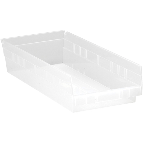 Bacs de rangement pour tablettes, 8-3/8" la x 4" H x 17-7/8" p, Transparent, Capacit&eacute; 40 lb Par Equipment