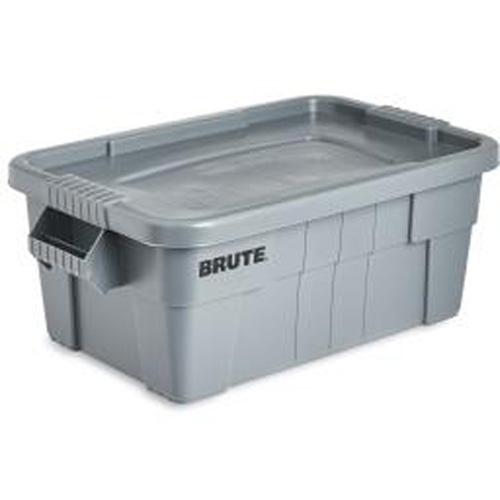 Brute Storage Tote with Lid, 27.88” D x 16.5” W x 10.7" H, 112 llbs. Capacity, Grey Par Equipment