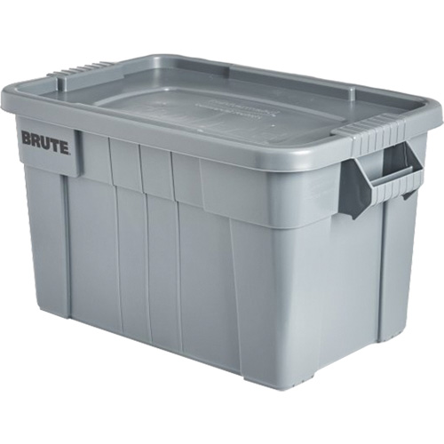 Brute Storage Tote with Lid, 27.88” D x 17.38” W x 15.13” H, 160 lbs. Capacity, Grey Par Equipment