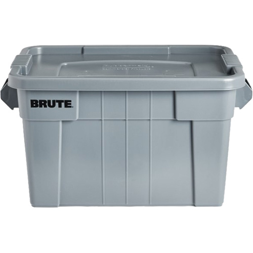 Brute Storage Tote with Lid, 27.88” D x 17.38” W x 15.13” H, 160 lbs. Capacity, Grey Par Equipment