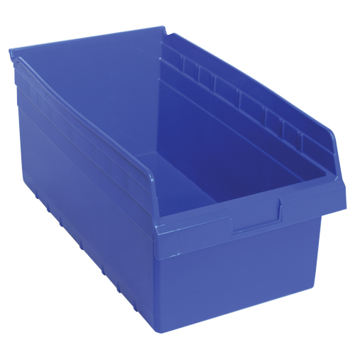 Store-Max Shelf Bins, 11-1/8" W x 8" H x 17-7/8" D, Blue, 56 lbs. Capacity Par Equipment