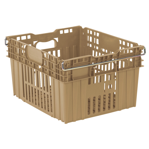 Agricultural Plastic Stack-N-Nest Container, 20" x 24" x 13.4", Beige Par Equipment