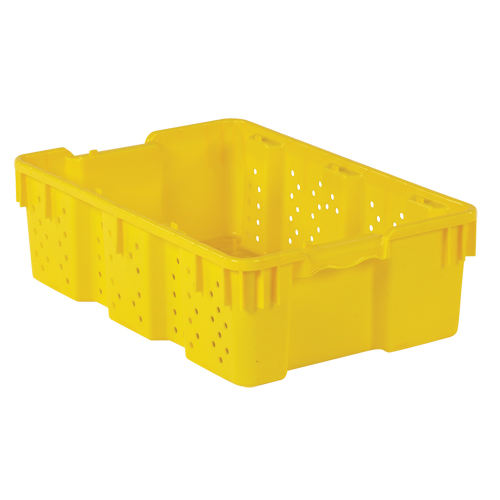 Agricultural Plastic Stack-N-Nest Container, 16" x 23.9" x 7.3", Yellow Par Equipment