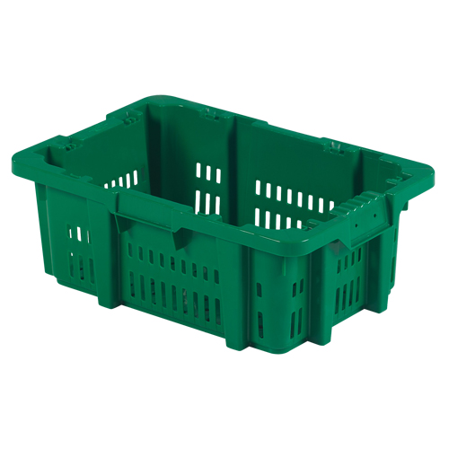 Food Handling Plastic Stack-N-Nest Container, 16" x 23.9" x 8.8", Green Par Equipment